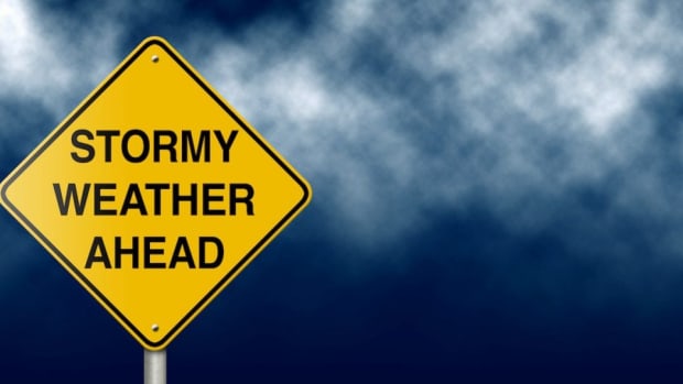 Stormy Weather Ahead Road Sign