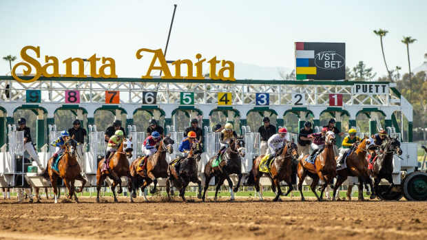Breaking from the Santa Anita starting gate