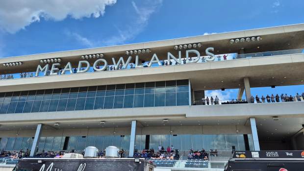 Meadowlands racetrack in East Rutherford, N.J., on the afternoon of the 100th Hambletonian, harness racing's biggest event