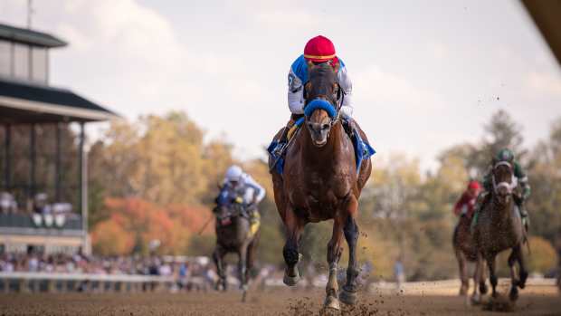 Perryville (G3) winner Barnes, ridden by Jose Ortiz