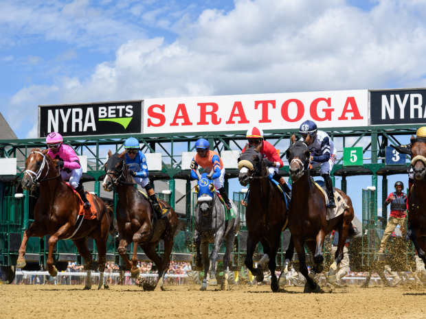 Breaking from the starting gate at Saratoga
