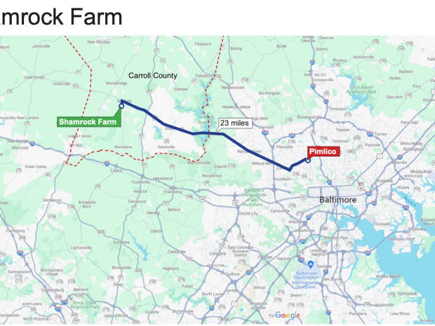 The future training center for Maryland Thoroughbred racing is 23 miles from Pimlico in Baltimore