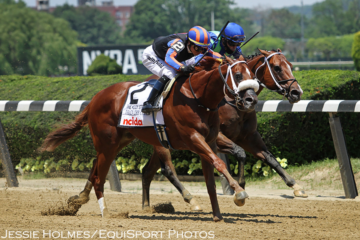 Drain The Clock Outlasts Jackie's Warrior To Win Woody Stephens Stakes