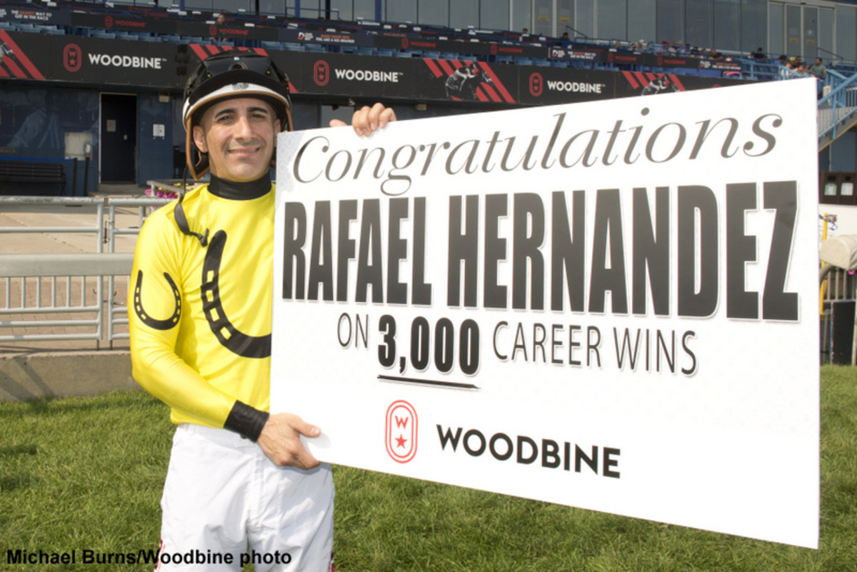 Toronto ON July 14, 2023.Woodbine Racetrack.Jockey Rafael Hernandez 3,000 Career Win. Woodbine/ Michael Burns Photo